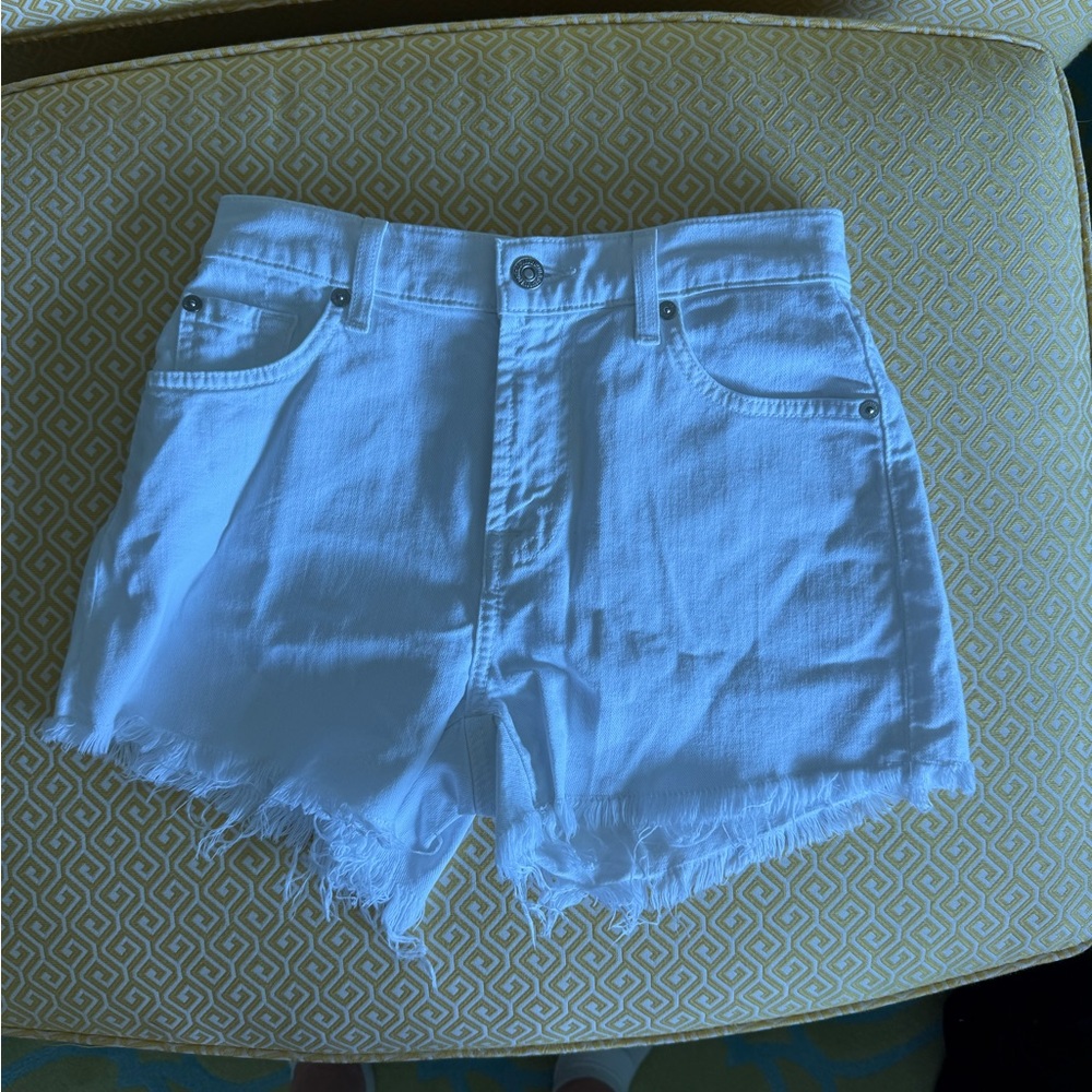 7 For All Mankind White Jean Shorts